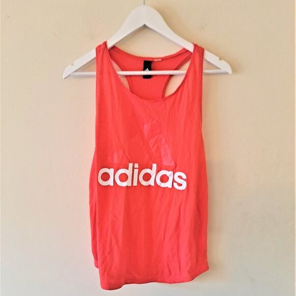 Adidas Peach / Orange Graphic Scoop Neck Racerback Muscle Tee / Top - M - Picture 9 of 10